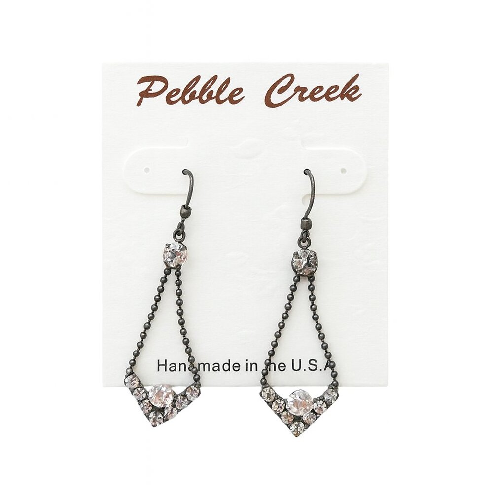 NEW Dark Army Gray Crystal Earrings